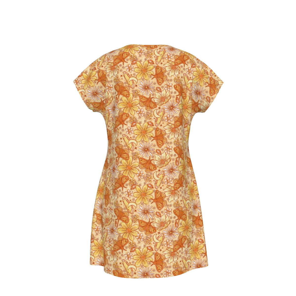 Orange Crystal Moths - Women's T-Shirt Dress