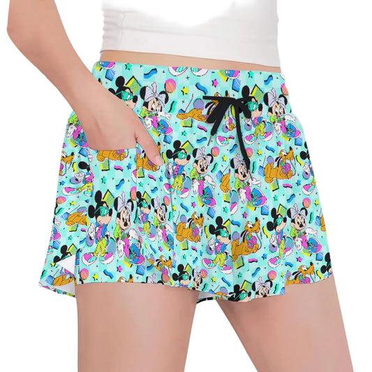 80s Pop Party Pals - Girls’ Flowy Pocket Shorts