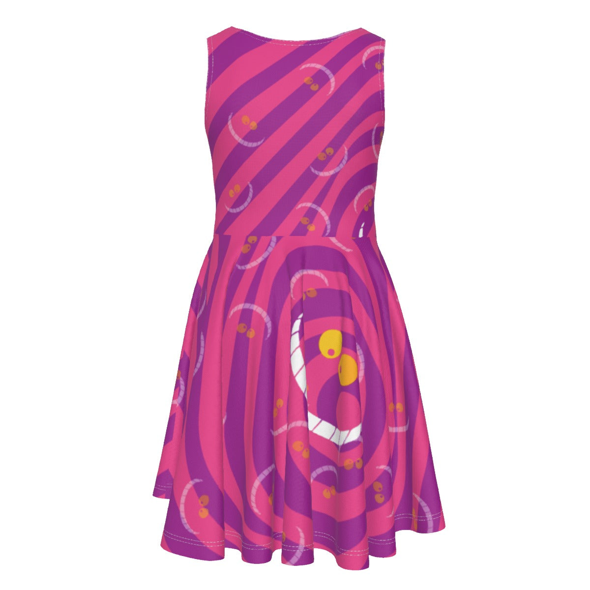 Whimsical Grinning Stripes- Kid's Sleeveless Skater Dress