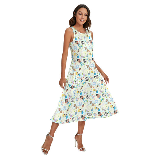 Playful Toy Style Icons - Women’s Diagonal Pocket Midi Dress