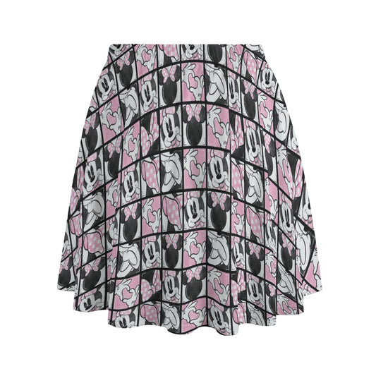 Mouse Bow Block Party - Women's Pocket Skater Skirt