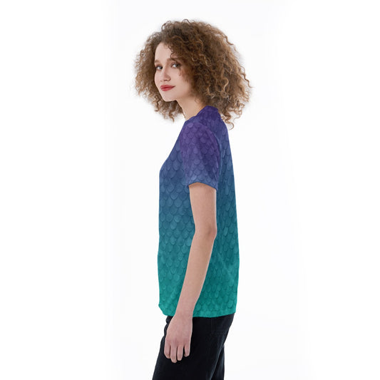Dreamy Mermaid Scales - Women's Short Sleeve V-Neck T-Shirt