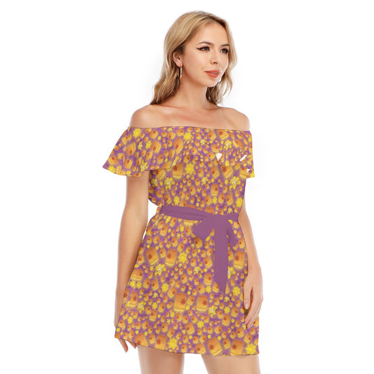 Lantern Glow Festival - Women's Off-shoulder Ruffle Dress