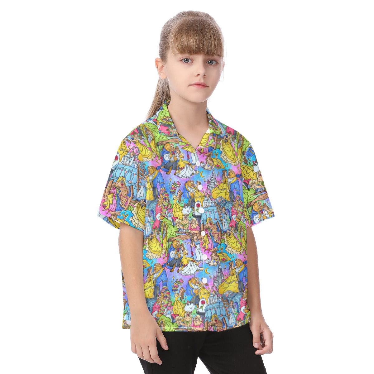 Enchanted Tale Storybook Scenes - Kid's Hawaiian Button Up Shirt