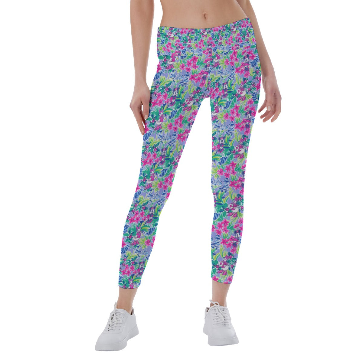 Bright Tropical Bliss - Island Mouse Duo - Women's Yoga Leggings