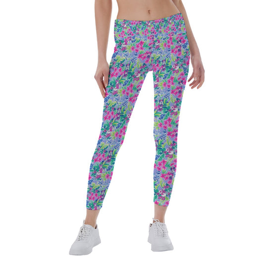 Bright Tropical Bliss - Island Mouse Duo - Women's Yoga Leggings