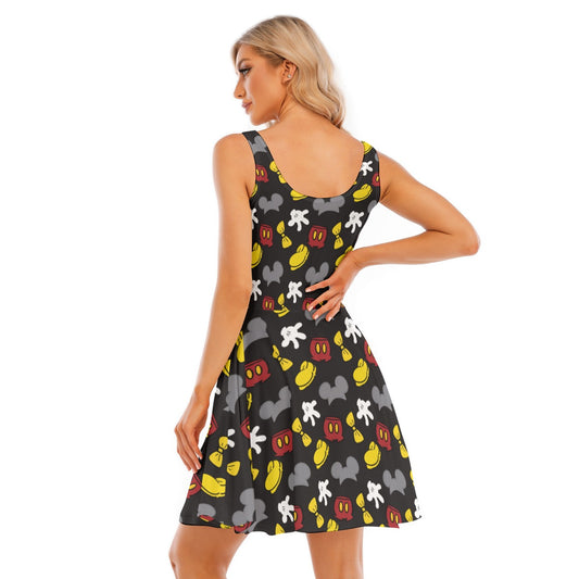 Classic Mouse Style - Women's Sleeveless Pocket Skater Dress