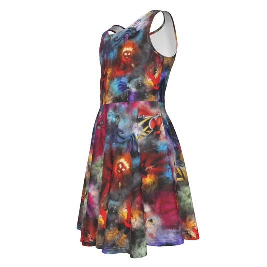 Watercolor Wicked Villains- Kid's Sleeveless Skater Dress