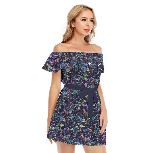 Fireworks - Women's Off-shoulder Ruffle Dress