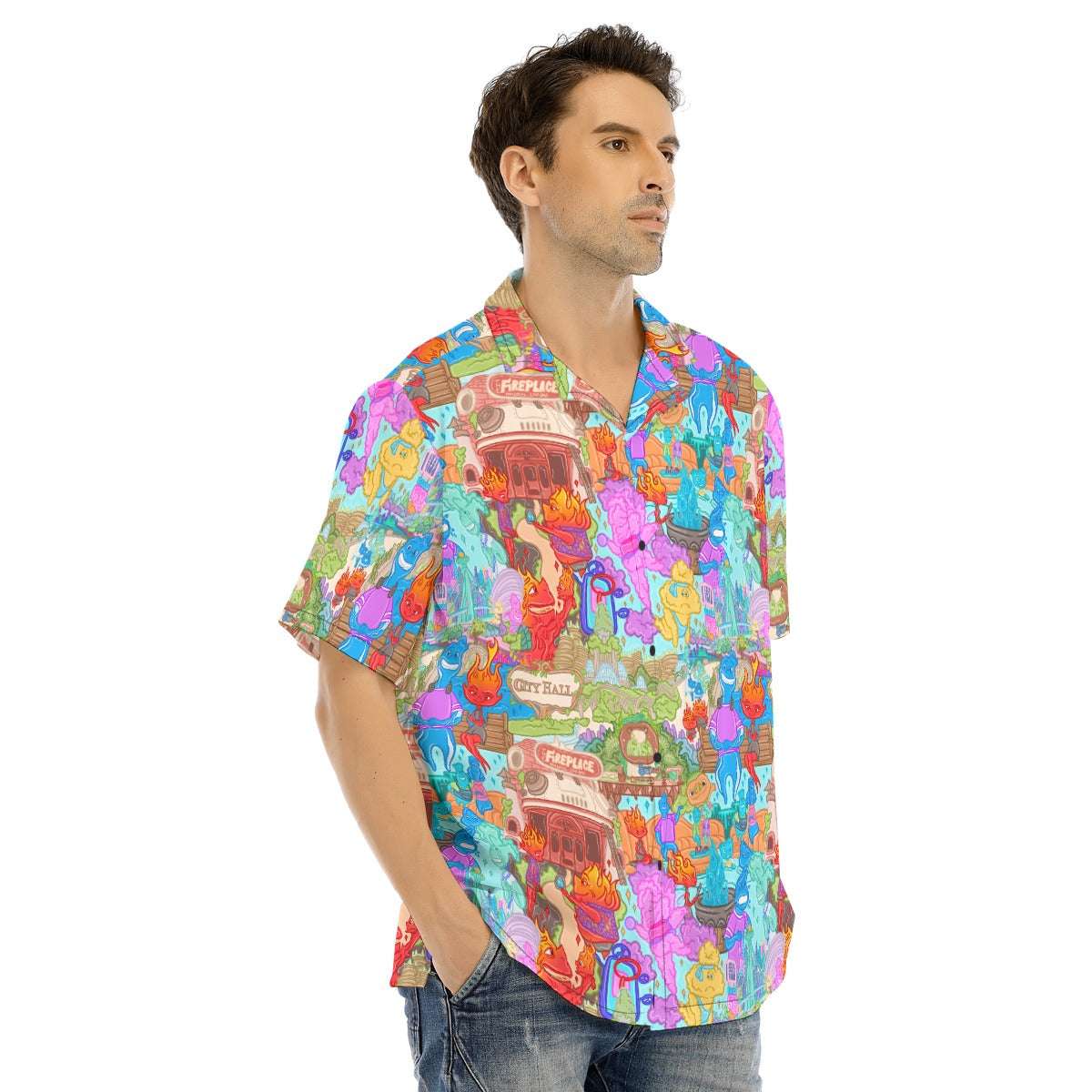 Element City Scene Collage - Men's Hawaiian Button Up Shirt