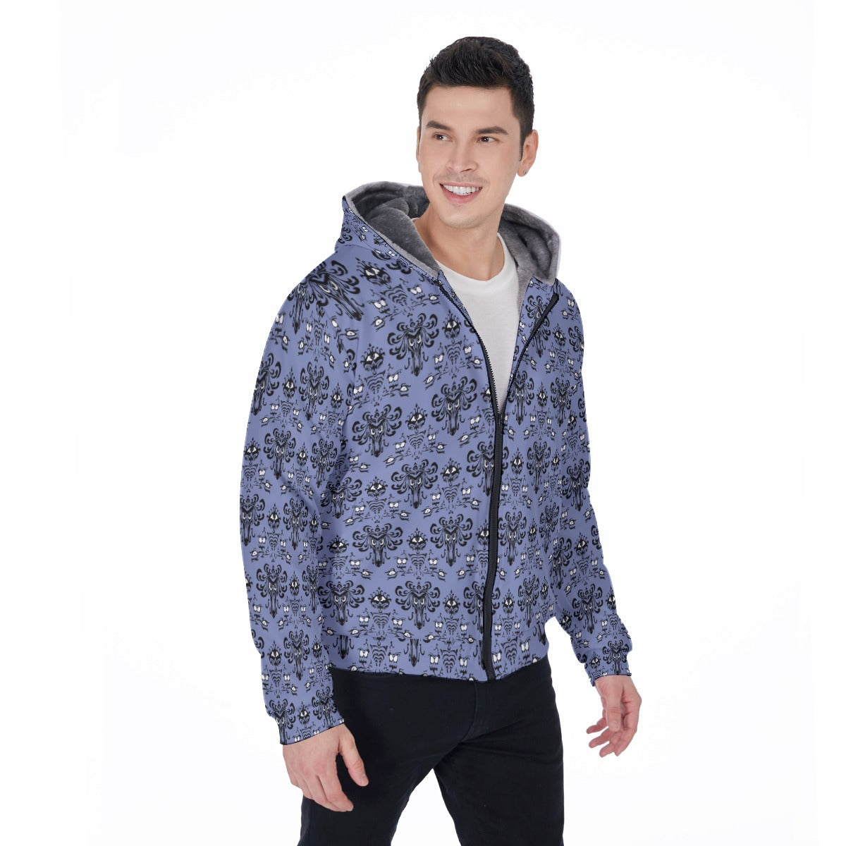 Spooky Mansion Wallpaper - Unisex Sherpa Fleece Zip-Up Hoodie
