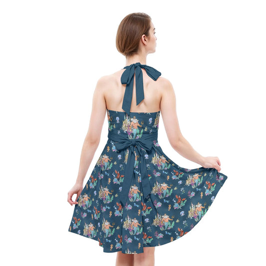Whimsical Sea King and Crab - Women's Halter Vintage Pocket Dress
