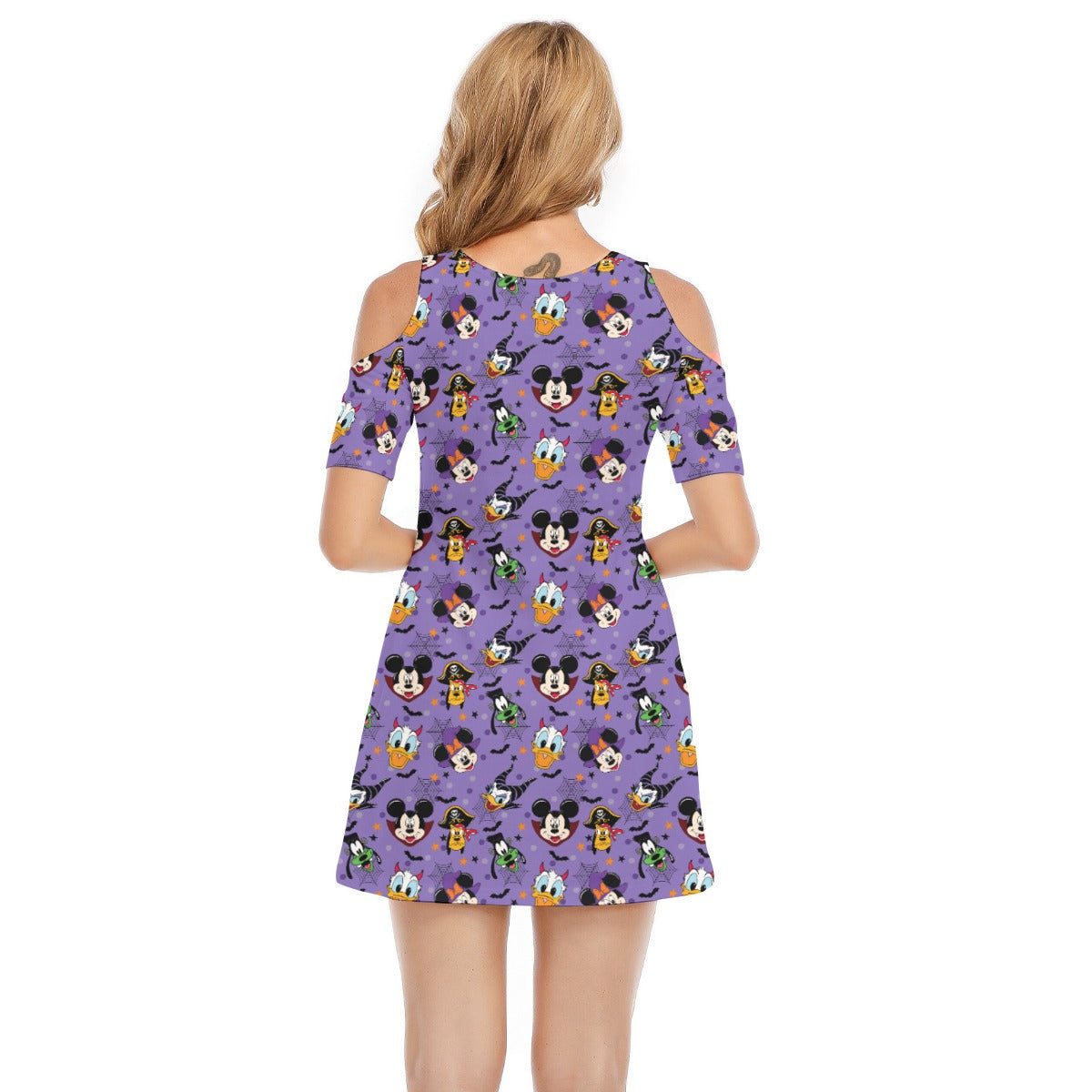 Halloween Friends in Costumeeads - Women's Cold Shoulder Cotton Dress