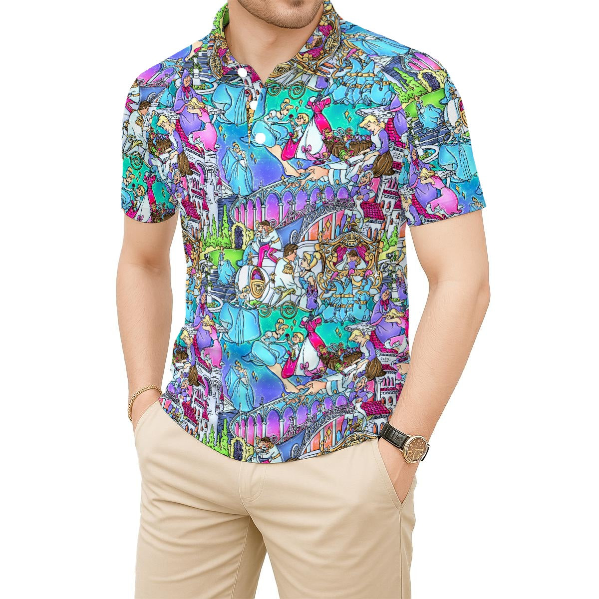 Glass Slipper Storybook Scenes - Men's Polo Shirt