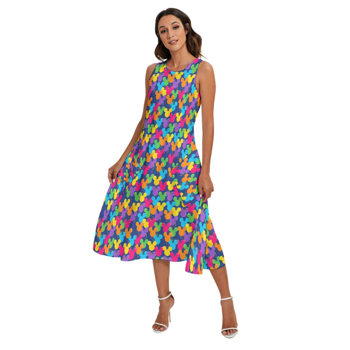 Bright Mouse Ear Balloons - Women’s Diagonal Pocket Midi Dress