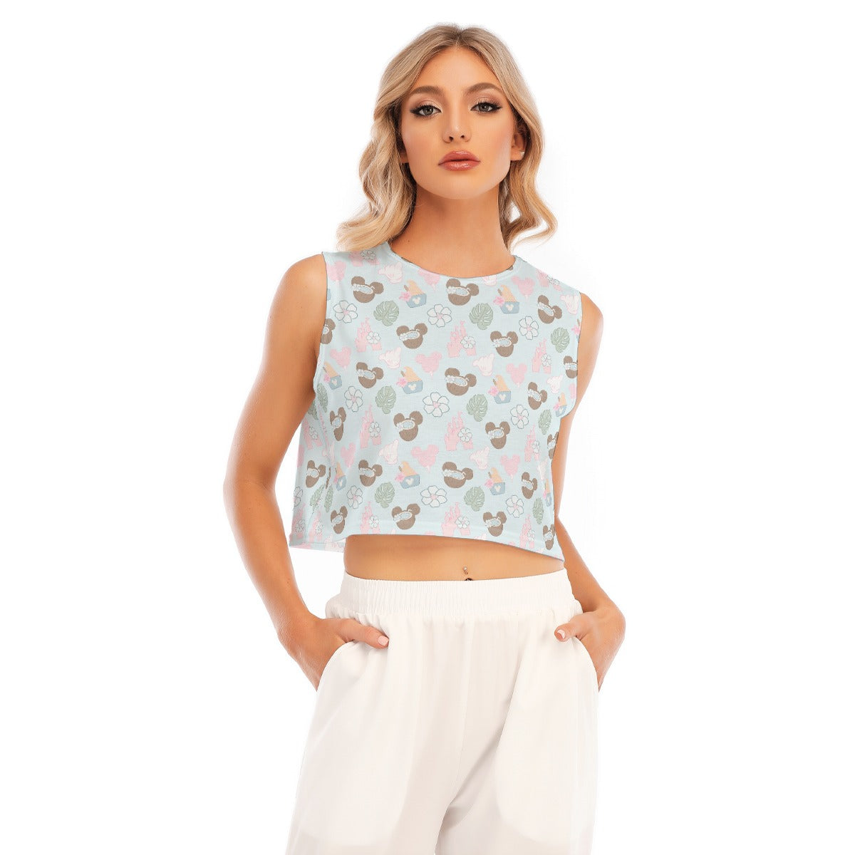 Pastel Island Treats - Women’s Sleeveless Cropped Tee