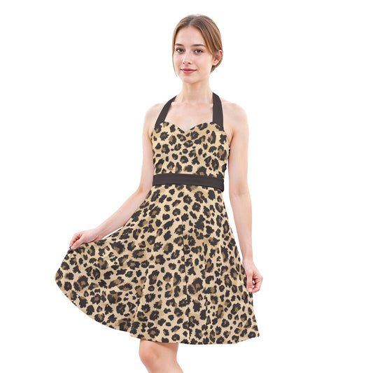 Animal Print - Cheetah - Women's Halter Vintage Pocket Dress
