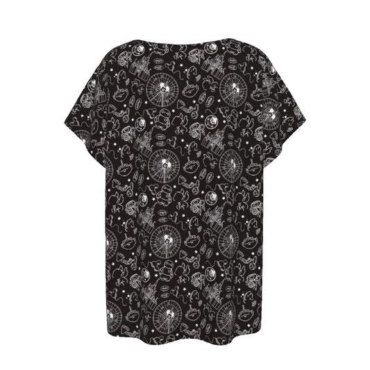 Monochrome Theme Park Icons - Women’s Relaxed Fit Scoop Tee