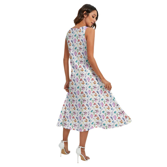 Blue Check Emotional Spectrum - Women’s Diagonal Pocket Midi Dress
