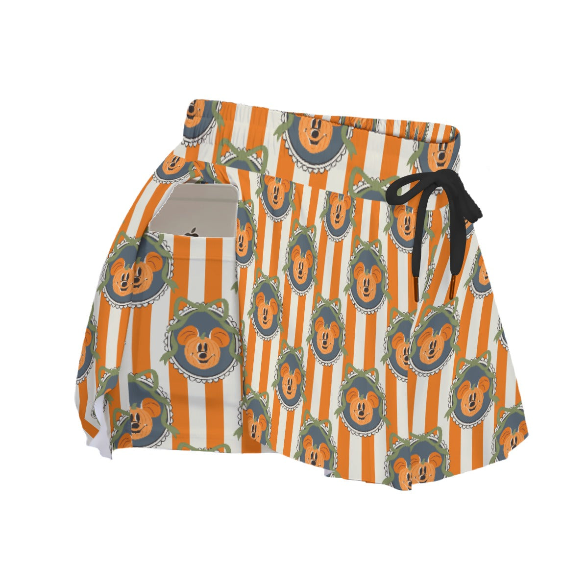 Pumpkin Cameo Stripes - Women's Flowy Pocket Shorts