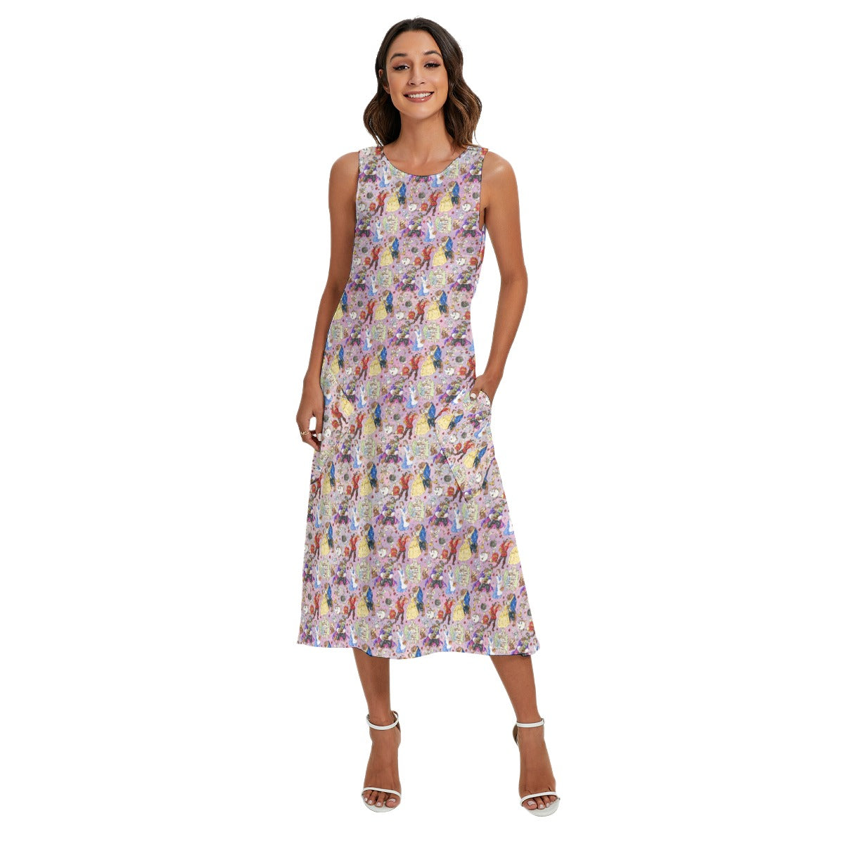 Enchanted Tale Sketch - Women’s Diagonal Pocket Midi Dress