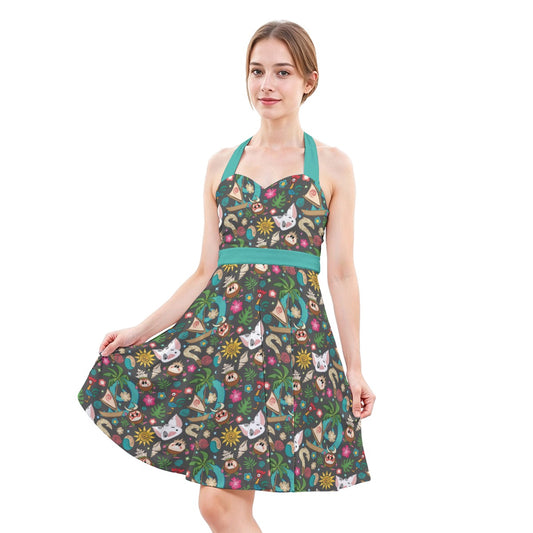 Polynesian Princess Icons - Women's Halter Vintage Pocket Dress