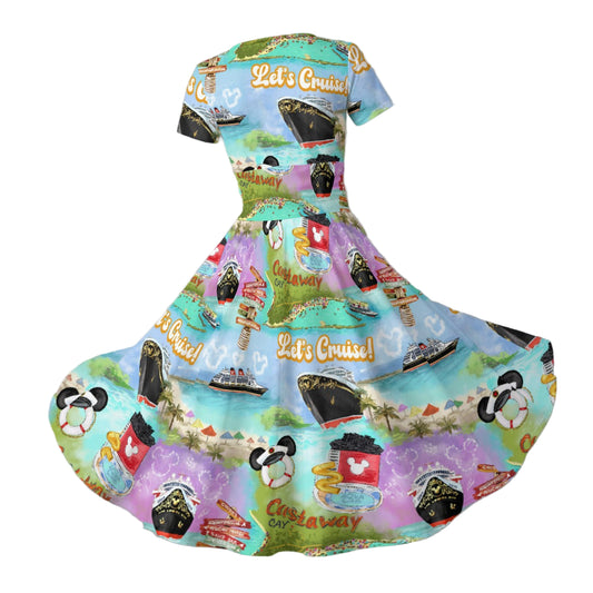 Tropical Castaway Island - Women's V-Neck Ruched Midi Dress