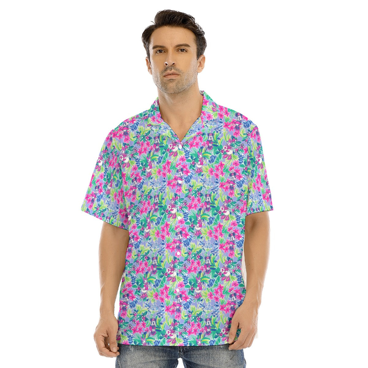 Bright Tropical Bliss - Island Mouse Duo - Men's Hawaiian Button Up Shirt