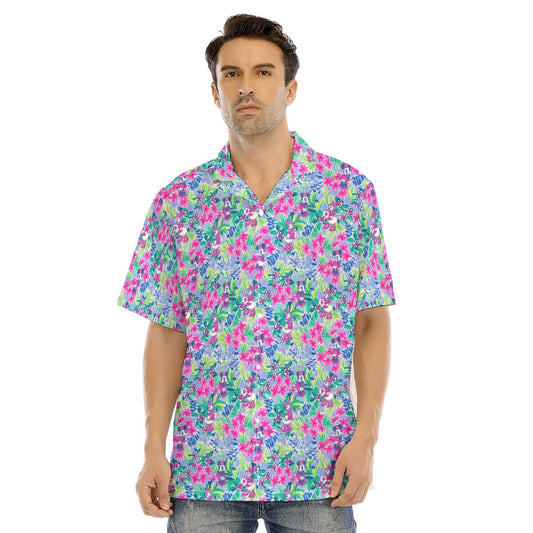 Bright Tropical Bliss - Island Mouse Duo - Men's Hawaiian Button Up Shirt