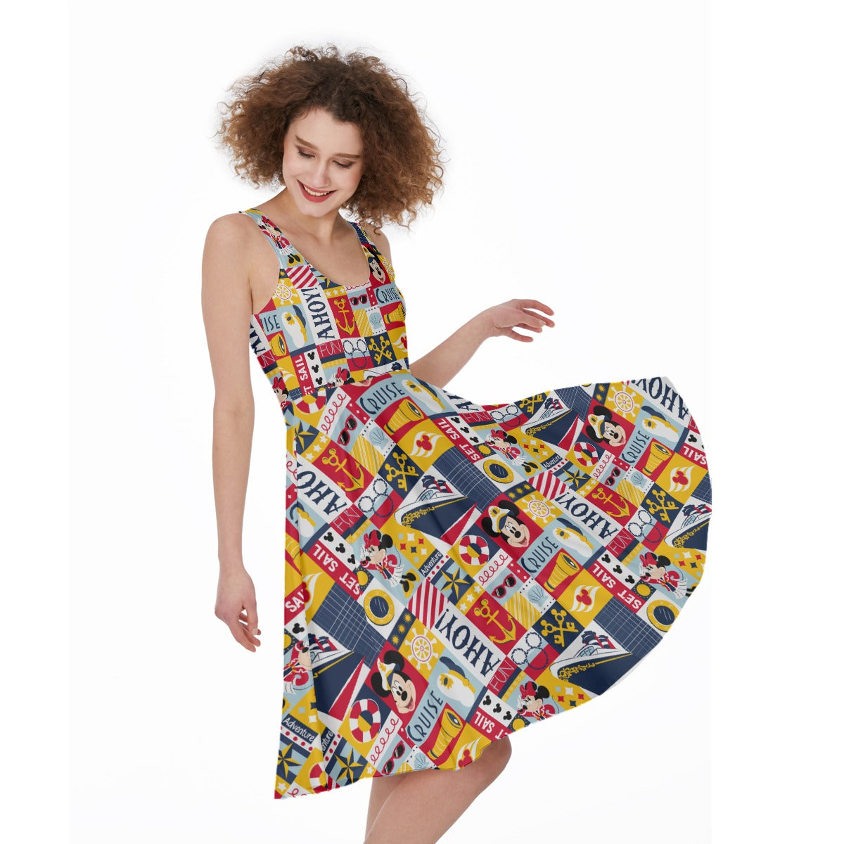 Nautical Cruise Patchwork - Pocket Midi Skater Dress