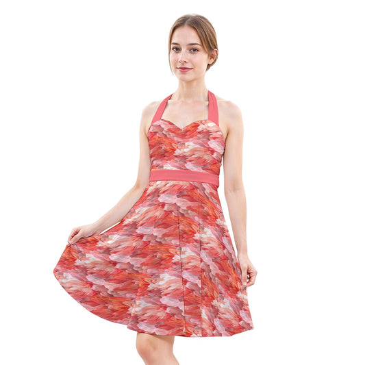 Animal Print - Flamingo - Women's Halter Vintage Pocket Dress