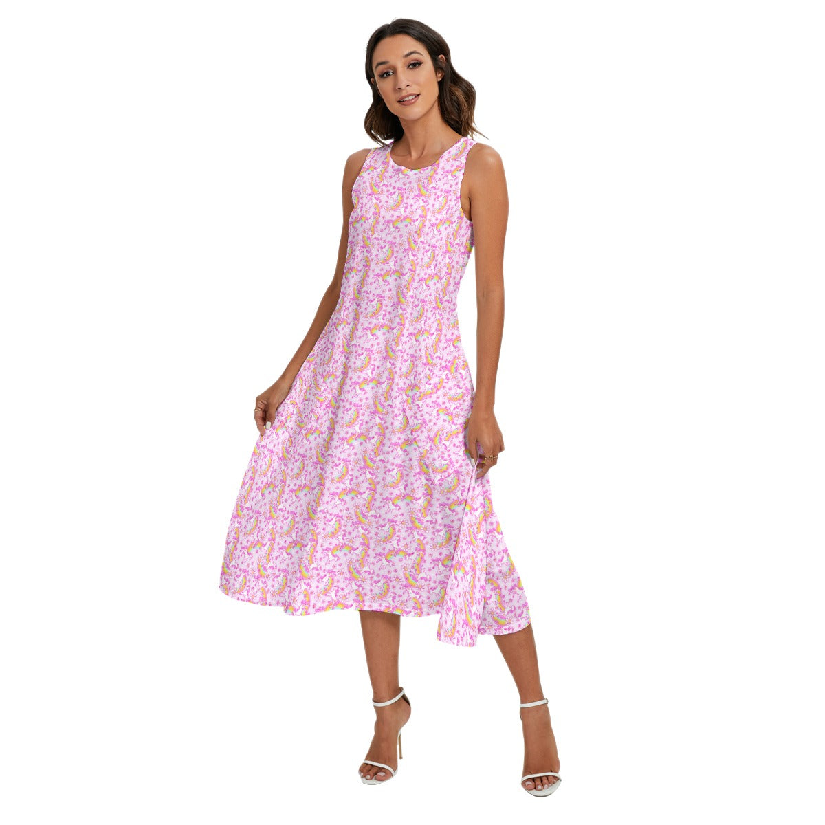 Unicorn Rainbows - Women’s Diagonal Pocket Midi Dress