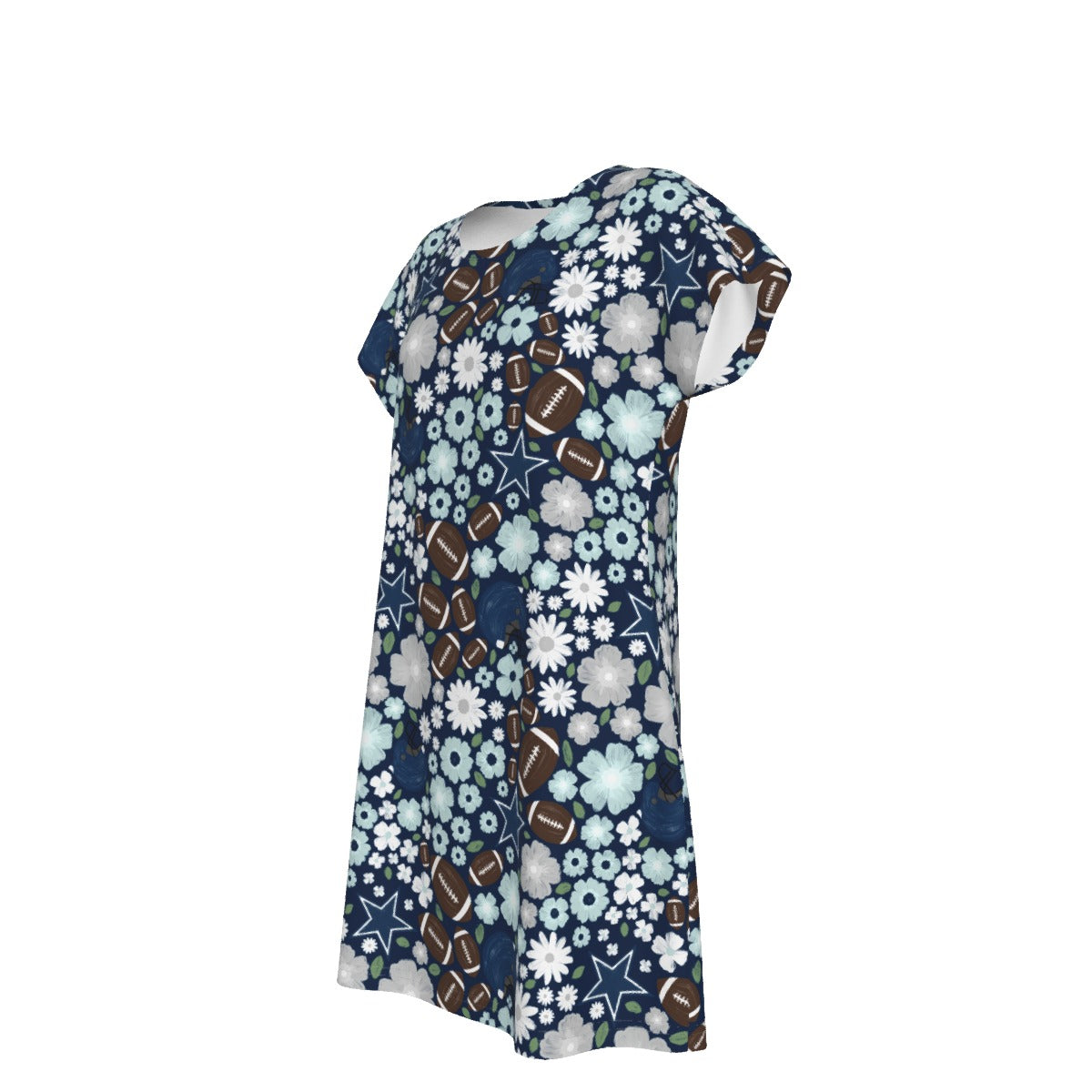 Blue Star Blooms - Women's T-Shirt Dress
