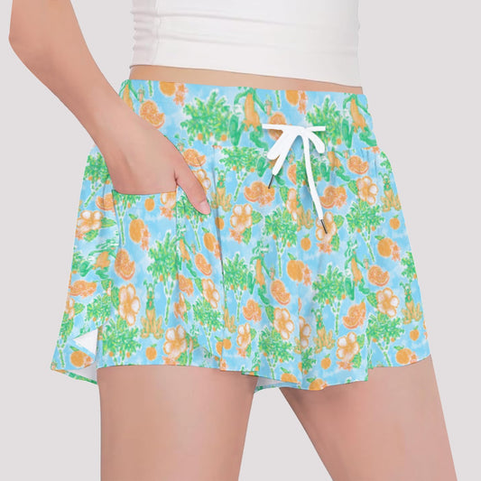 Neon Tangerine Island Palsluto - Girls’ Flowy Pocket Shorts