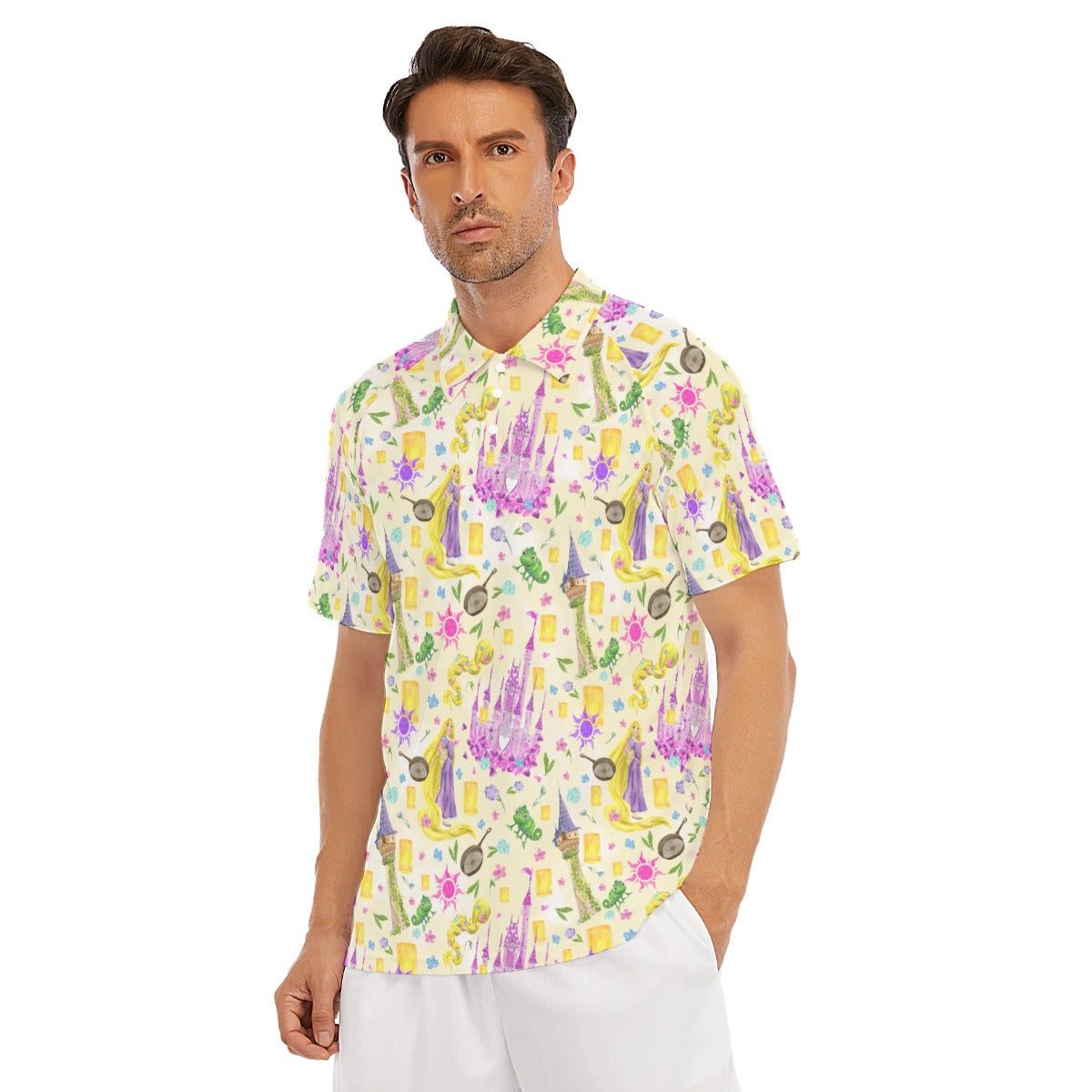 Watercolor Golden Hair Kingdom - Men's Polo Shirt