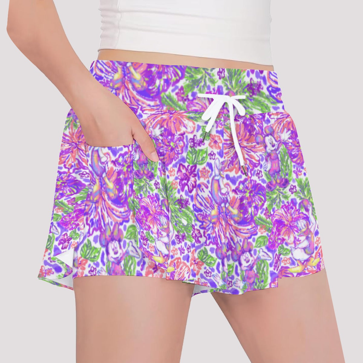 Tropical Splash Vibes - Iconic Crewends - Girls’ Flowy Pocket Shorts