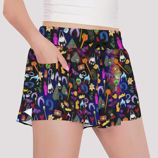 Villainous Icons Collage - Girls’ Flowy Pocket Shorts