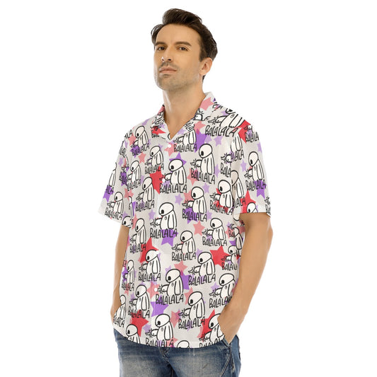 White Robot Balala - Men's Hawaiian Button Up Shirt