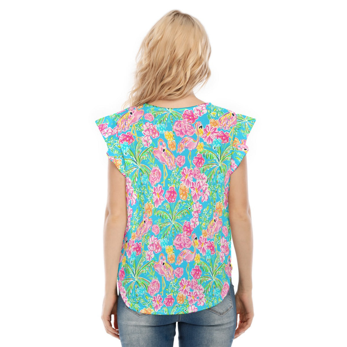 Flamingo Fiesta - Women’s Flutter Sleeve Top