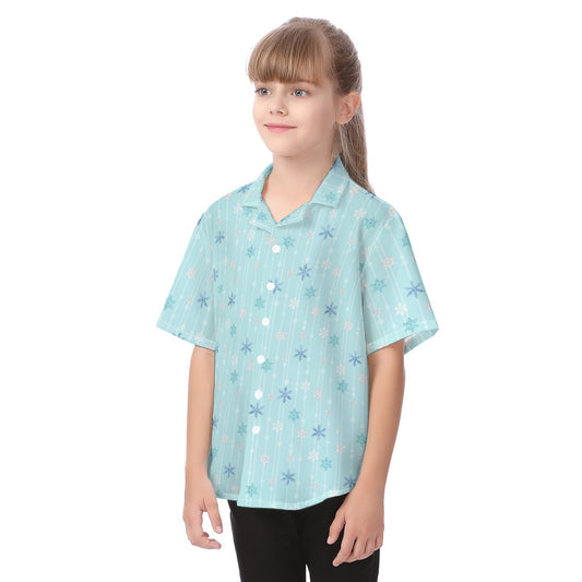 Frozen Ice Queen Snow Flakes - Kid's Hawaiian Button Up Shirt