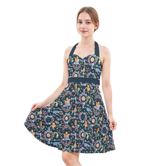 Garden Whimsy - Hundred Acre Blooms - Women's Halter Vintage Pocket Dress