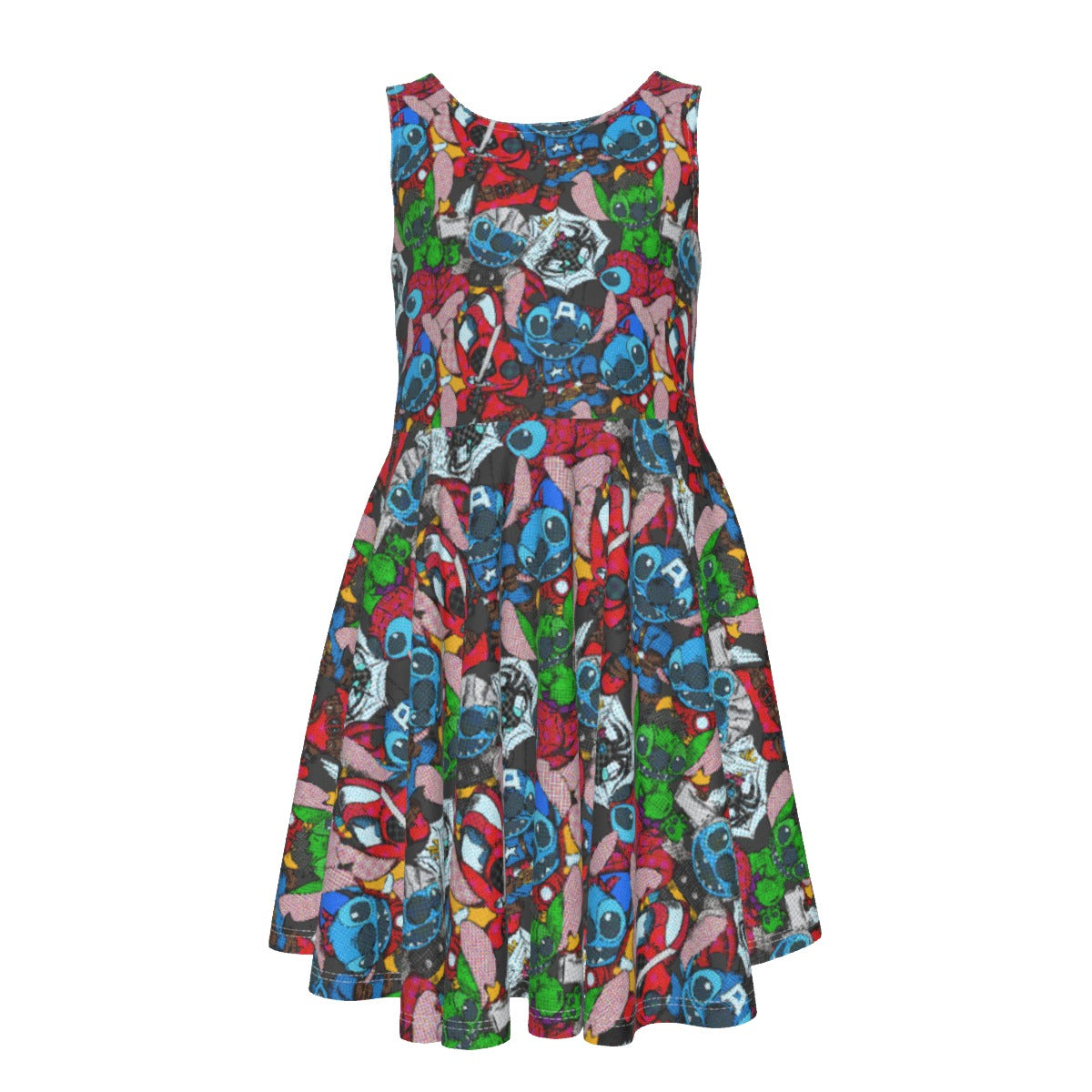 Superhero Stitch - Heroes Assembled - Kid's Sleeveless Skater Dress