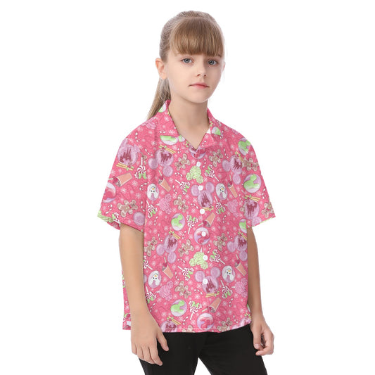 Winter Mouse Snacks &amp; Balloons - Kid's Hawaiian Button Up Shirt