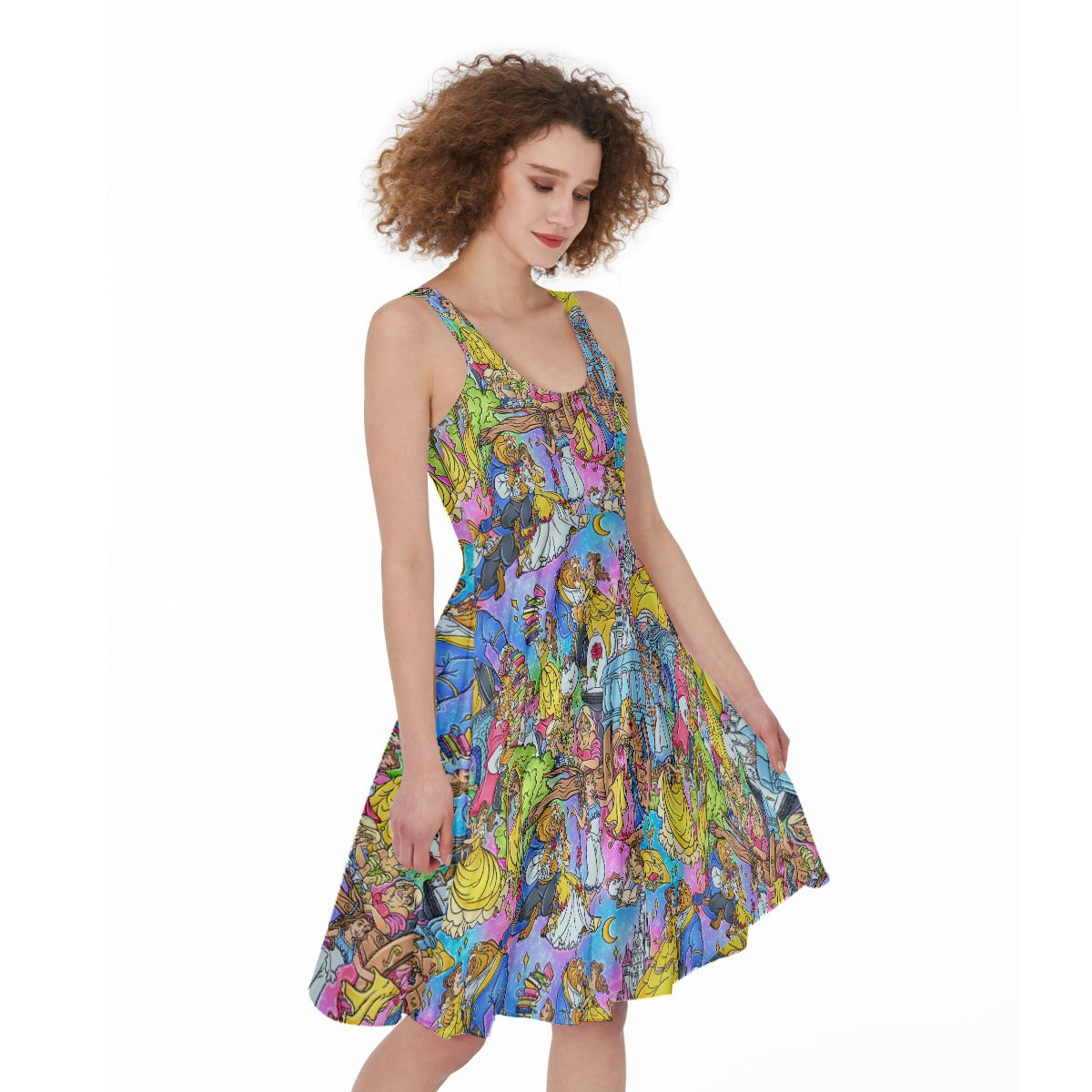 Enchanted Tale Storybook Scenes - Women’s Pocket Midi Skater Dress