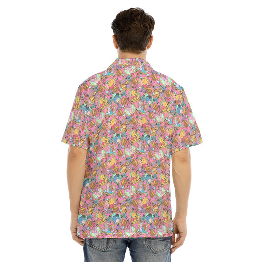 Tattoo Hearts Pooh & Friends - Men's Hawaiian Button Up Shirt