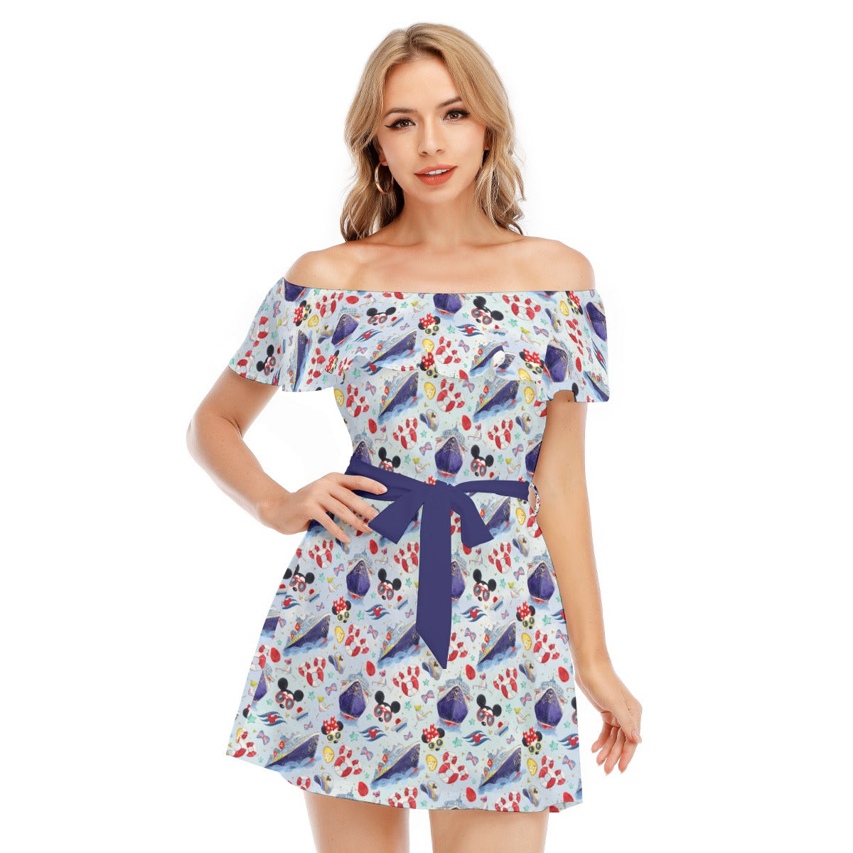 DCL Cruise Style Adventure - Women's Off-shoulder Ruffle Dress