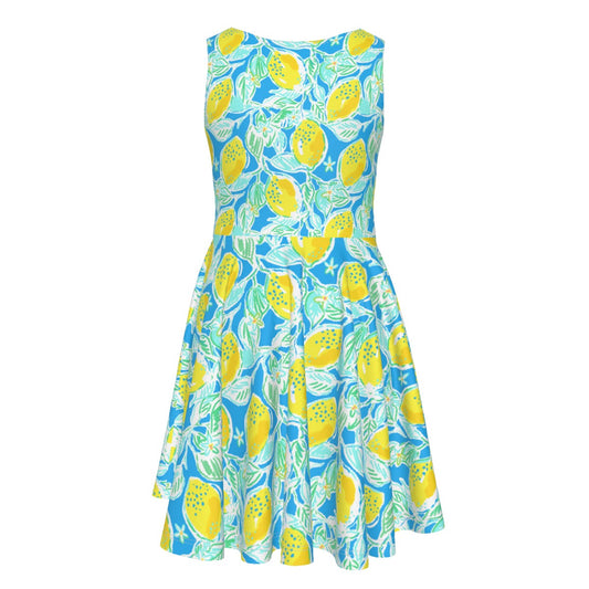 Lemon Drop Daydream - Kid's Sleeveless Skater Dress