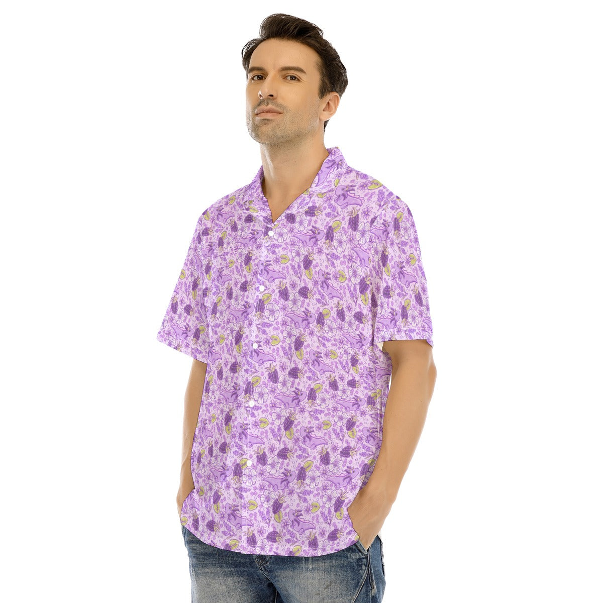 Fruitimals - Blackberry Axolotls - Men's Hawaiian Button Up Shirt