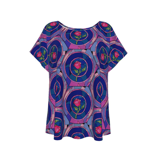 Enchanted Rose Stained Glass - Women’s Relaxed Fit Scoop Tee