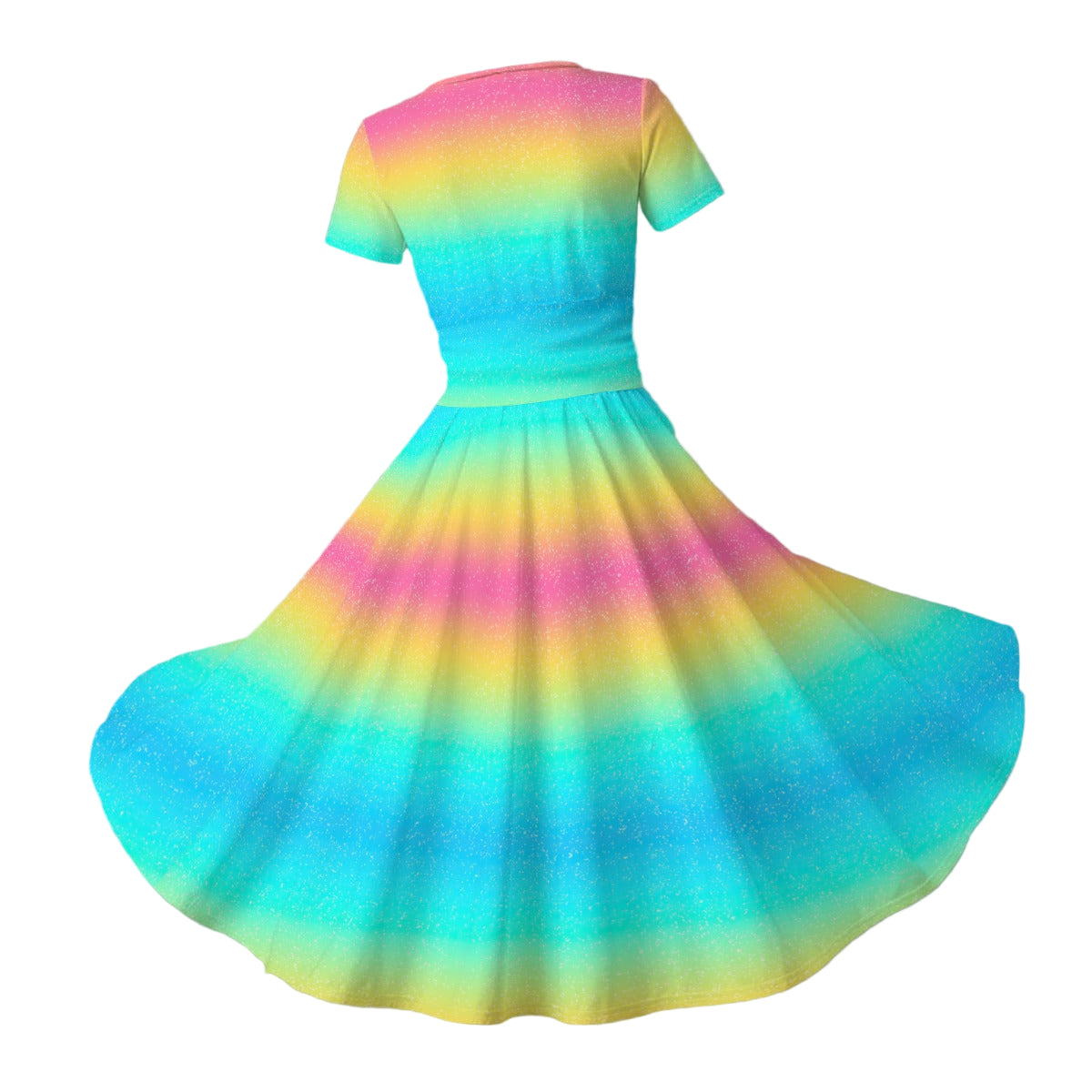 Rainbow Ombre - Women's V-Neck Ruched Midi Dress